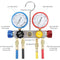 4 Way AC Diagnostic Manifold Gauge Set, Fits R134A R410A and R22 Refrigerants, with 5FT Hose, 3 Tank Adapters, Adjustable Couplers and Can Tap